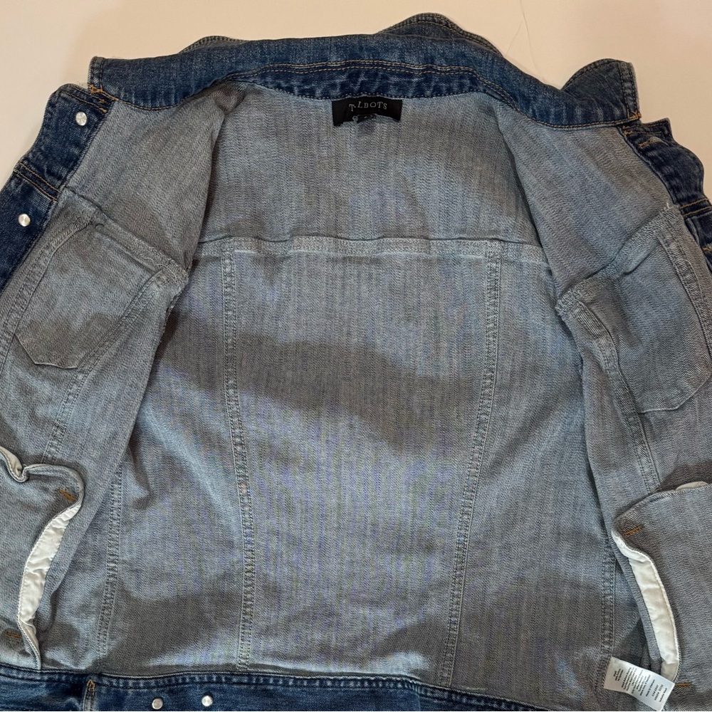 Talbots Classic Denim Jacket Dark Wash Button Front Cotton Stretch Size S - Picture 7 of 9